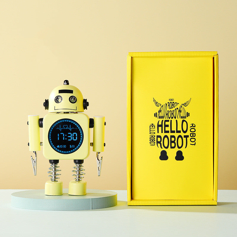 The New Robot Alarm Smart Desktop Bedside Clock Mute