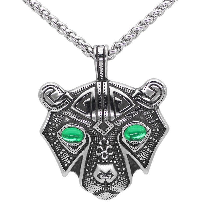 Stainless Steel Nordic Bear Head Titanium Steel Pendant Necklace