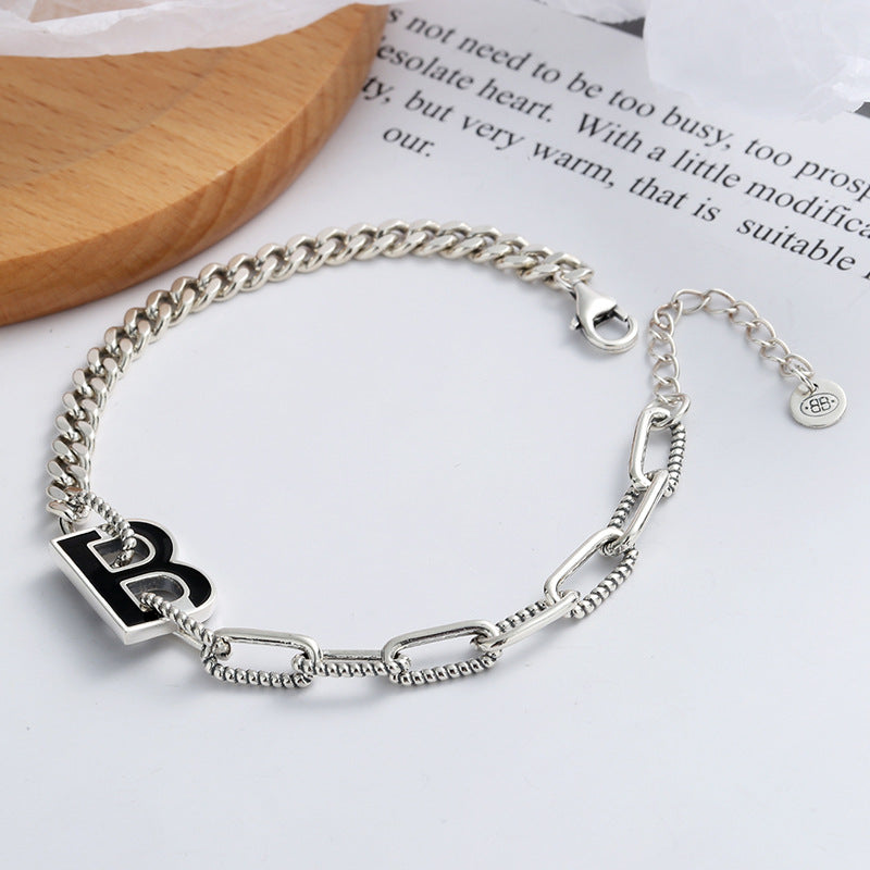 Fashion Sterling Silver Letter B Bracelet