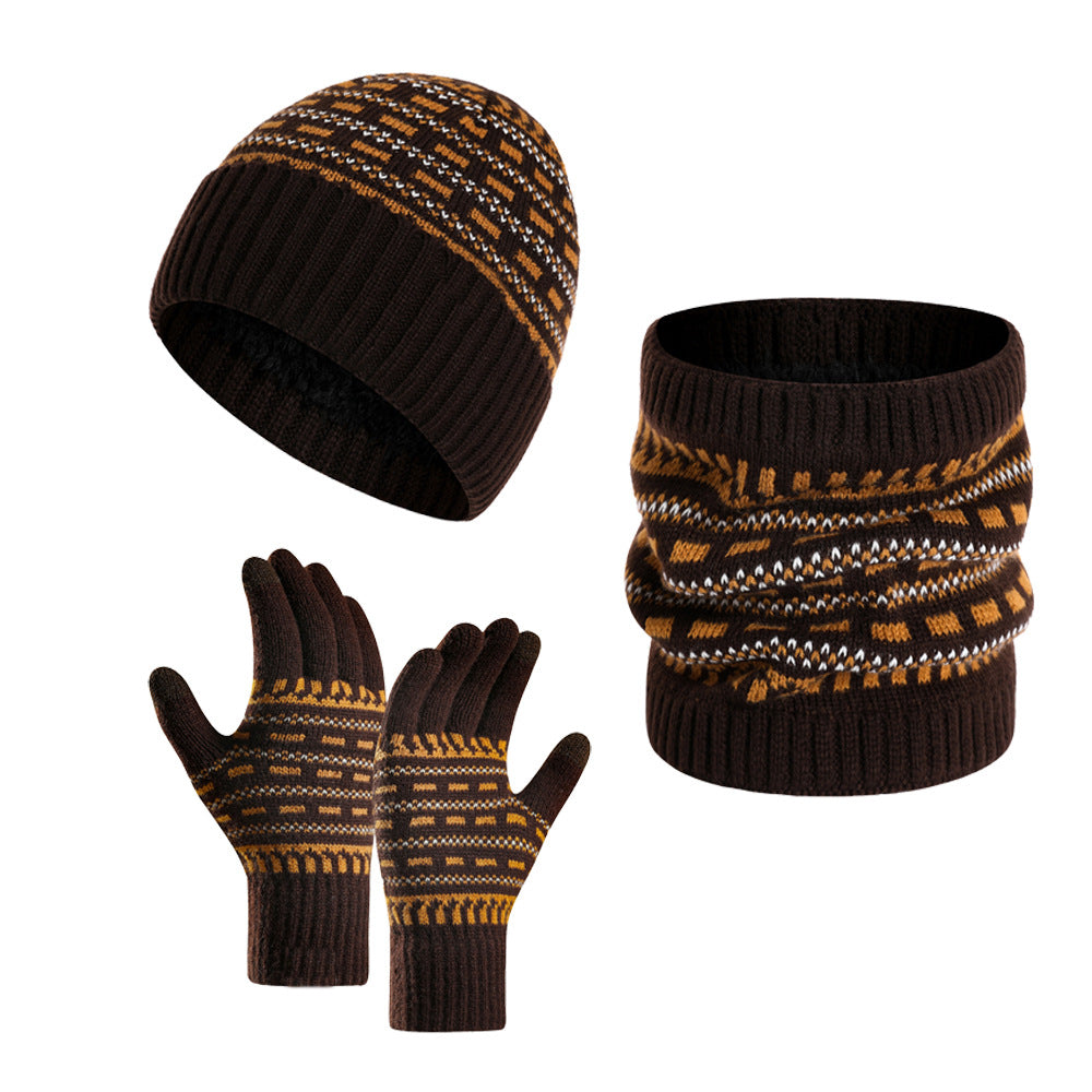 Men's Casual Warm Knitted Hat Set