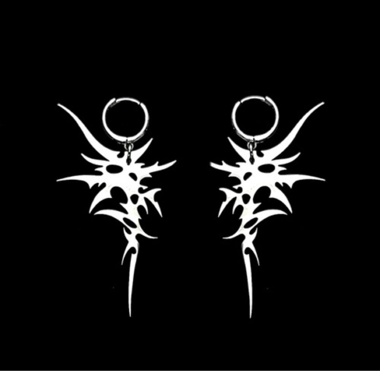 Vintage Titanium Steel Thorn Hoop Earrings