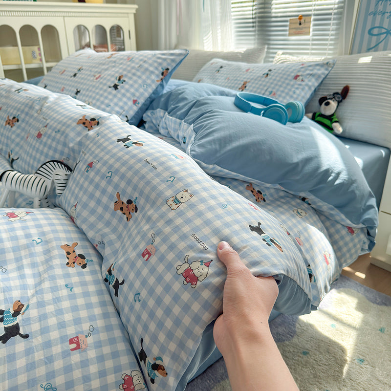 Pastoral Style Girl Floral Bunny Washed Cotton Bedding