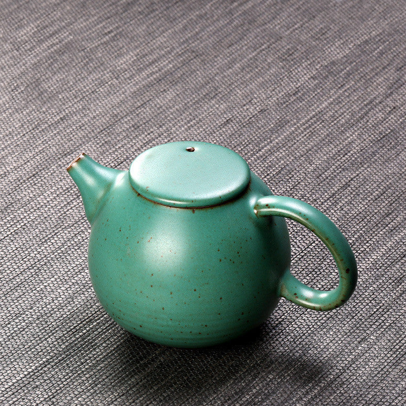 Théière antique, poignée, pot en céramique, machine à thé rétro, poignée en cuivre domestique