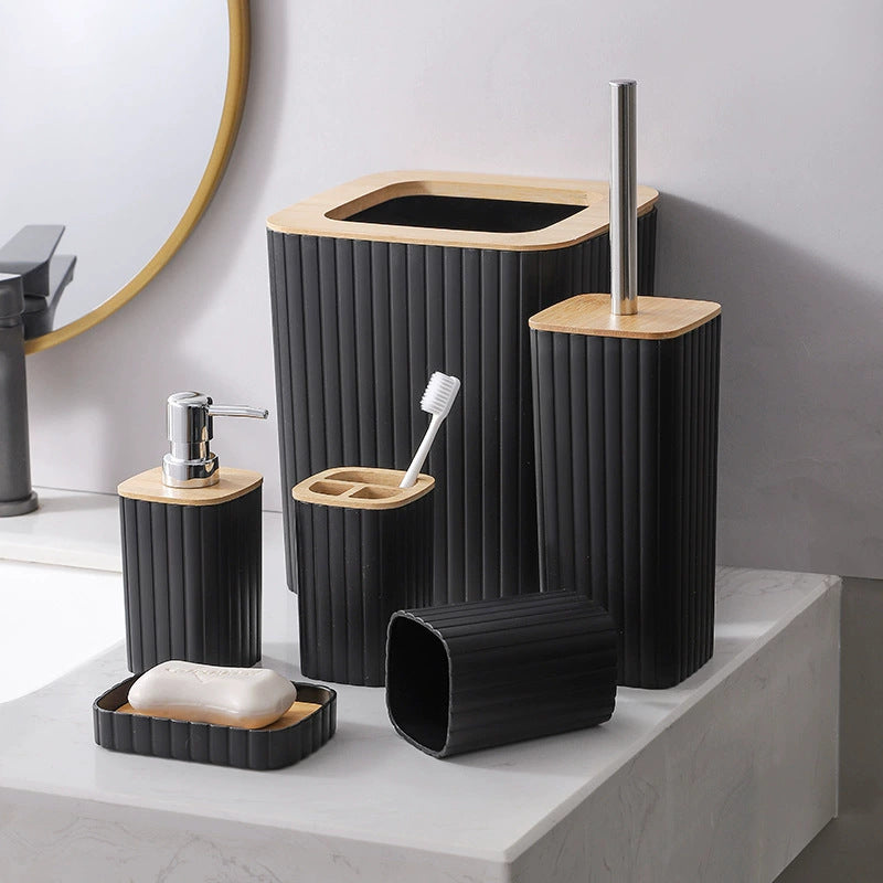 Bathroom Toiletries Six-piece Toilet Brush Toothbrush Cup Soap Box Suit