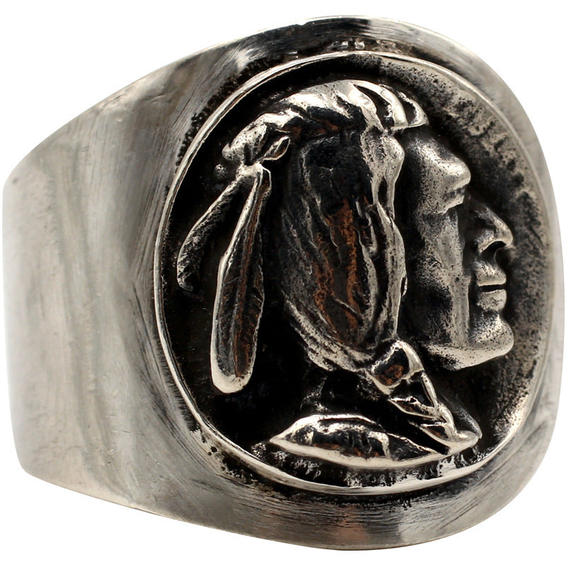 Bague indienne ancienne faite à la main en argent sterling S925, pièce errante, en argent thaïlandais