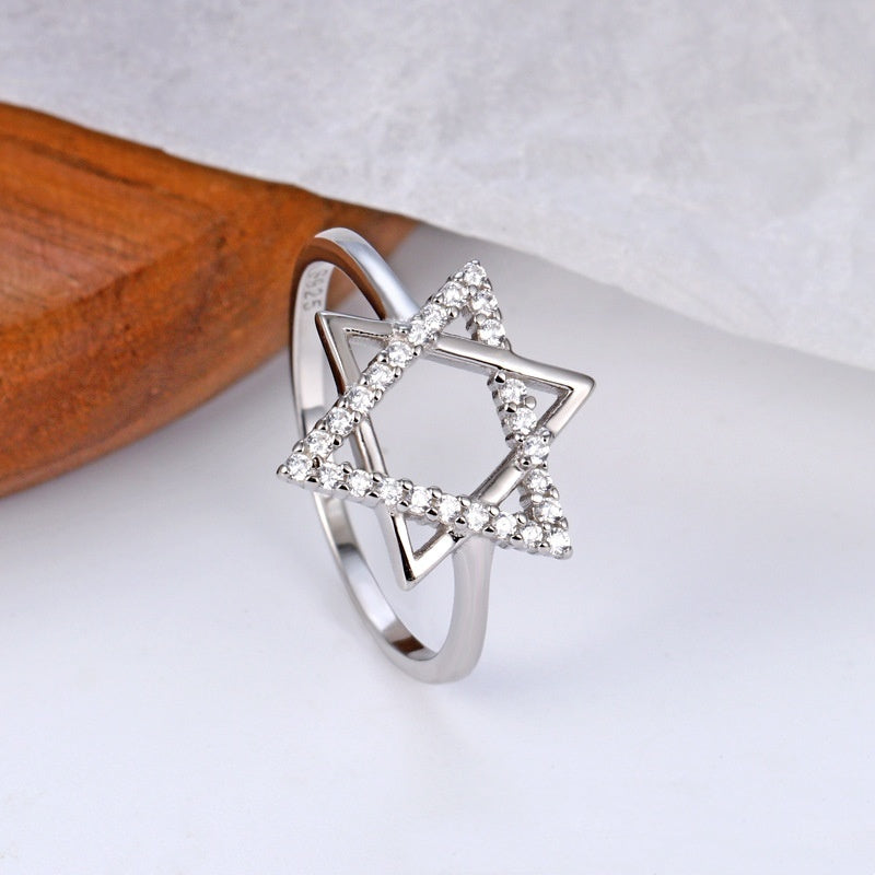 Sterling Silver Belief Hexagonal Mango Ring Ring