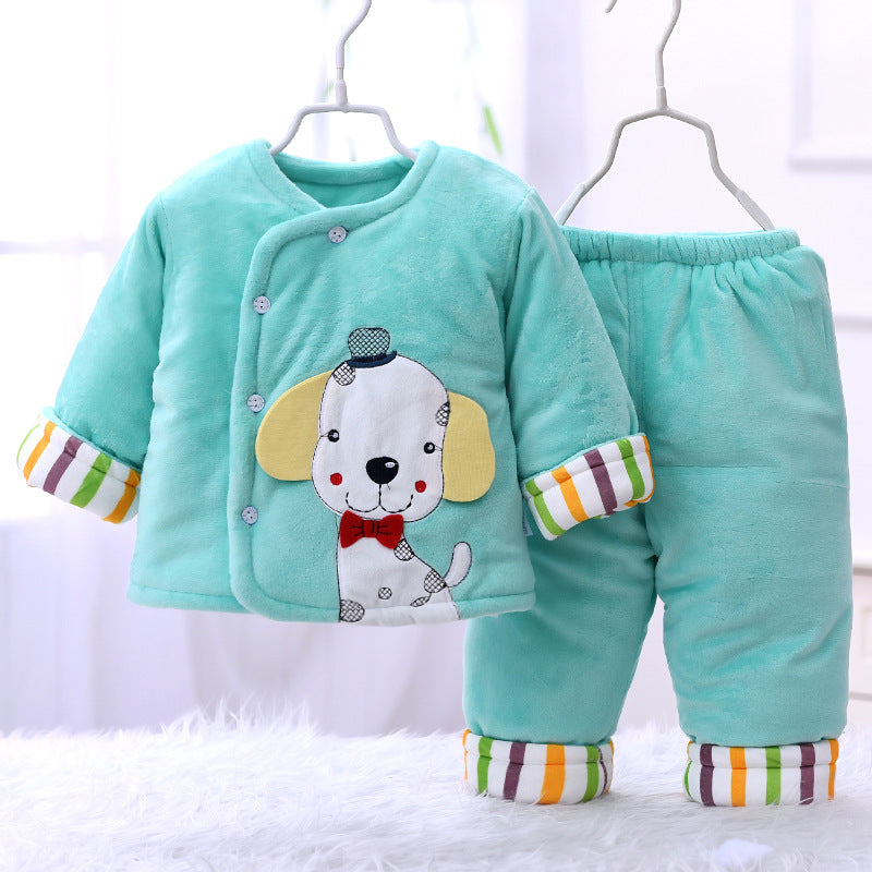 Manteau bébé en coton rembourré Hiver épais veste en coton suédé matelassée Deux vêtements d'hiver pour nouveau-nés