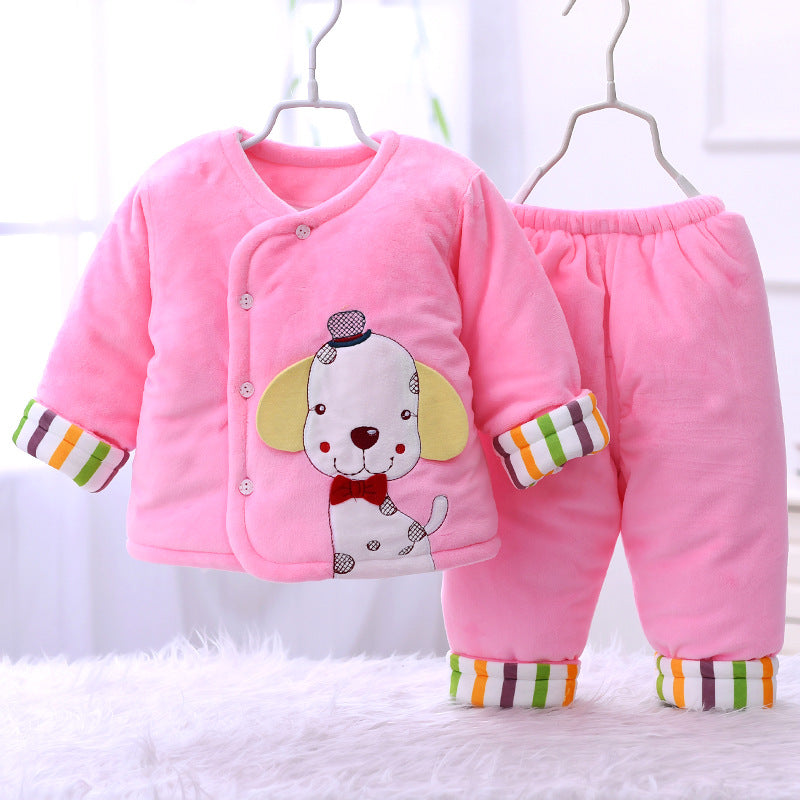 Manteau bébé en coton rembourré Hiver épais veste en coton suédé matelassée Deux vêtements d'hiver pour nouveau-nés