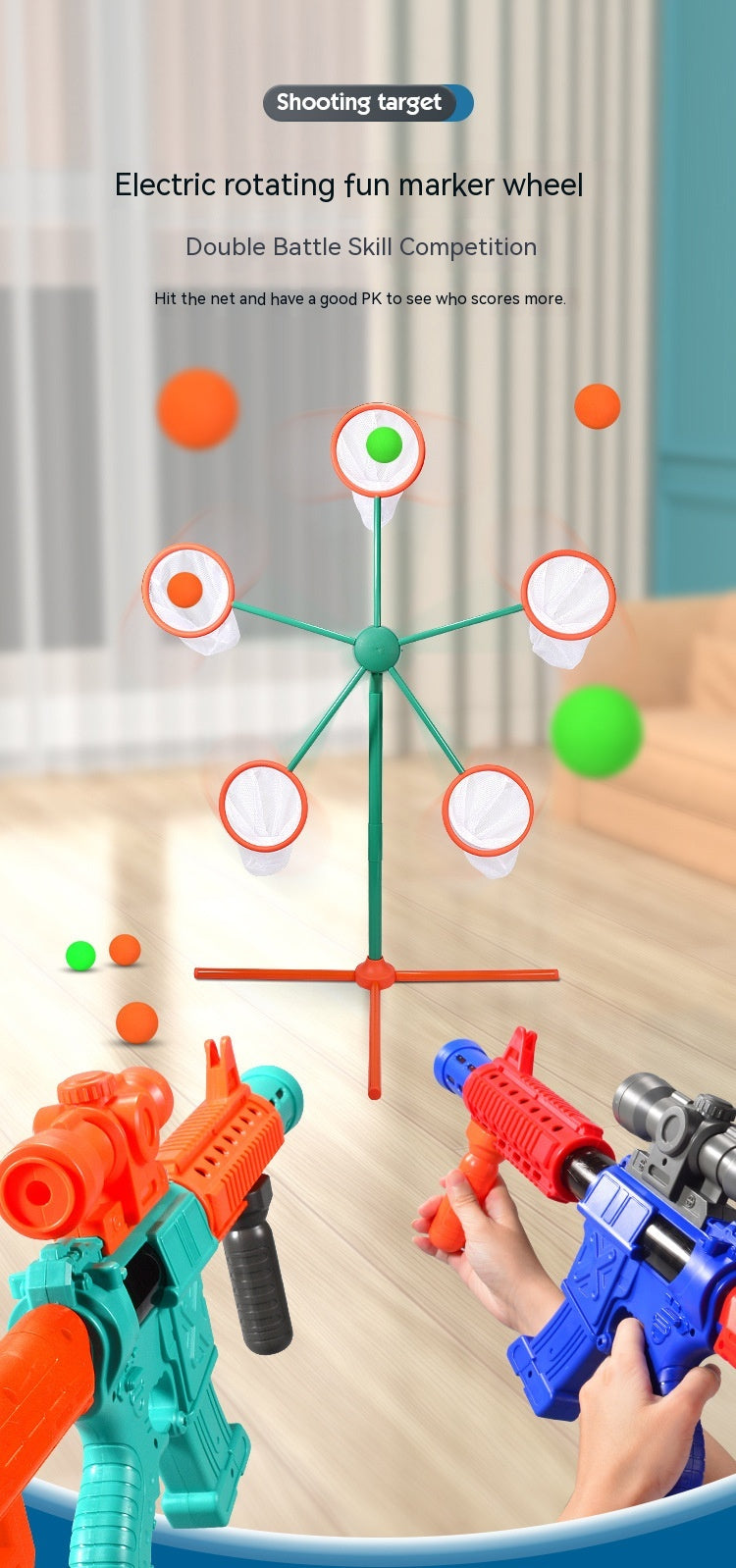 Parent-child Interactive Electric Rotating Target Soft Bullet Gun Educational Toy Sports Shooting Automatic Gun Target