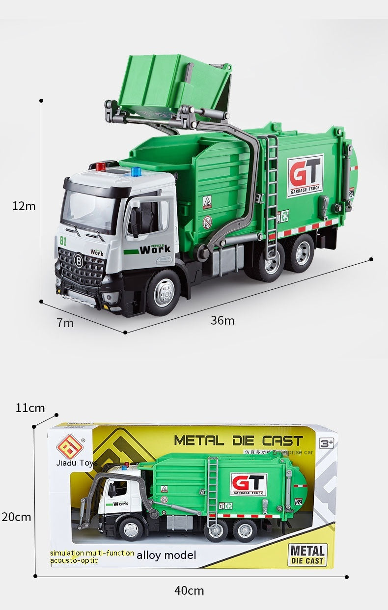 Jiadu Grand Véhicule de Nettoyage Urbain en Alliage, Camion de Transport de Déchets, Simulation de Véhicule d'Ingénierie en Métal, Emballé