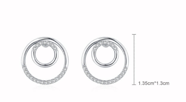 Stylish Round Micro Rhinestone Stud Earrings For Women