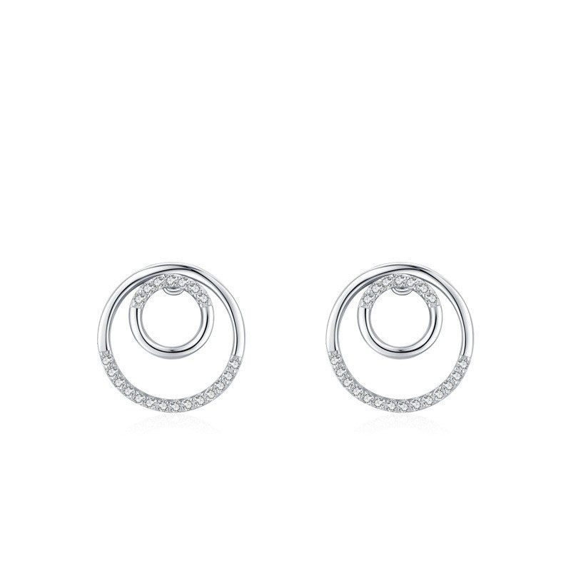 Stylish Round Micro Rhinestone Stud Earrings For Women