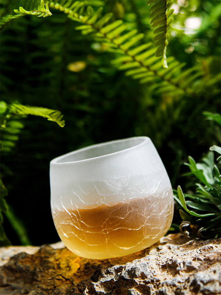 Clear Wine Glass Japanese Style Ice Crack Tea Cup