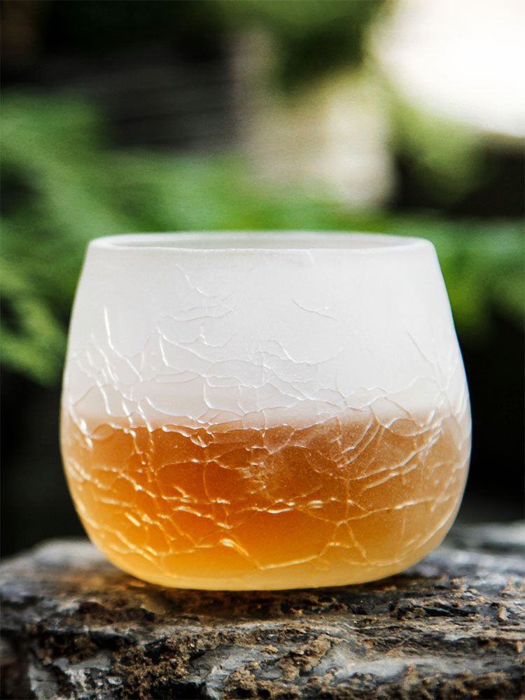 Clear Wine Glass Japanese Style Ice Crack Tea Cup
