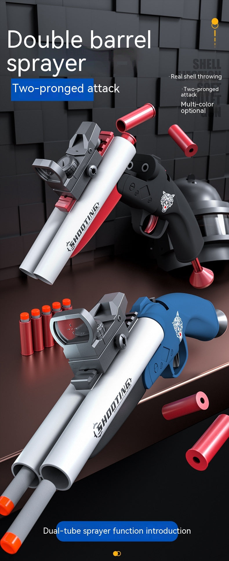 Double-tube Spray Shell Soft Bullet Gun Boy Toy Gun