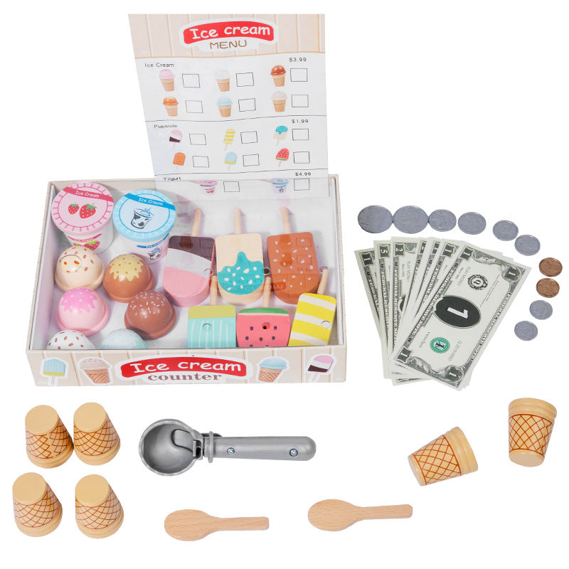 Children's Wooden Simulation Play House Ice Cream Toy
