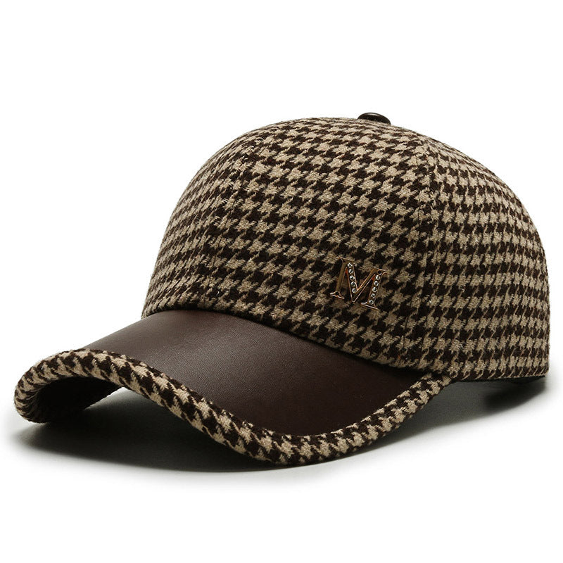 Men's And Women's Fashion Houndstooth Fine Grid Baseball