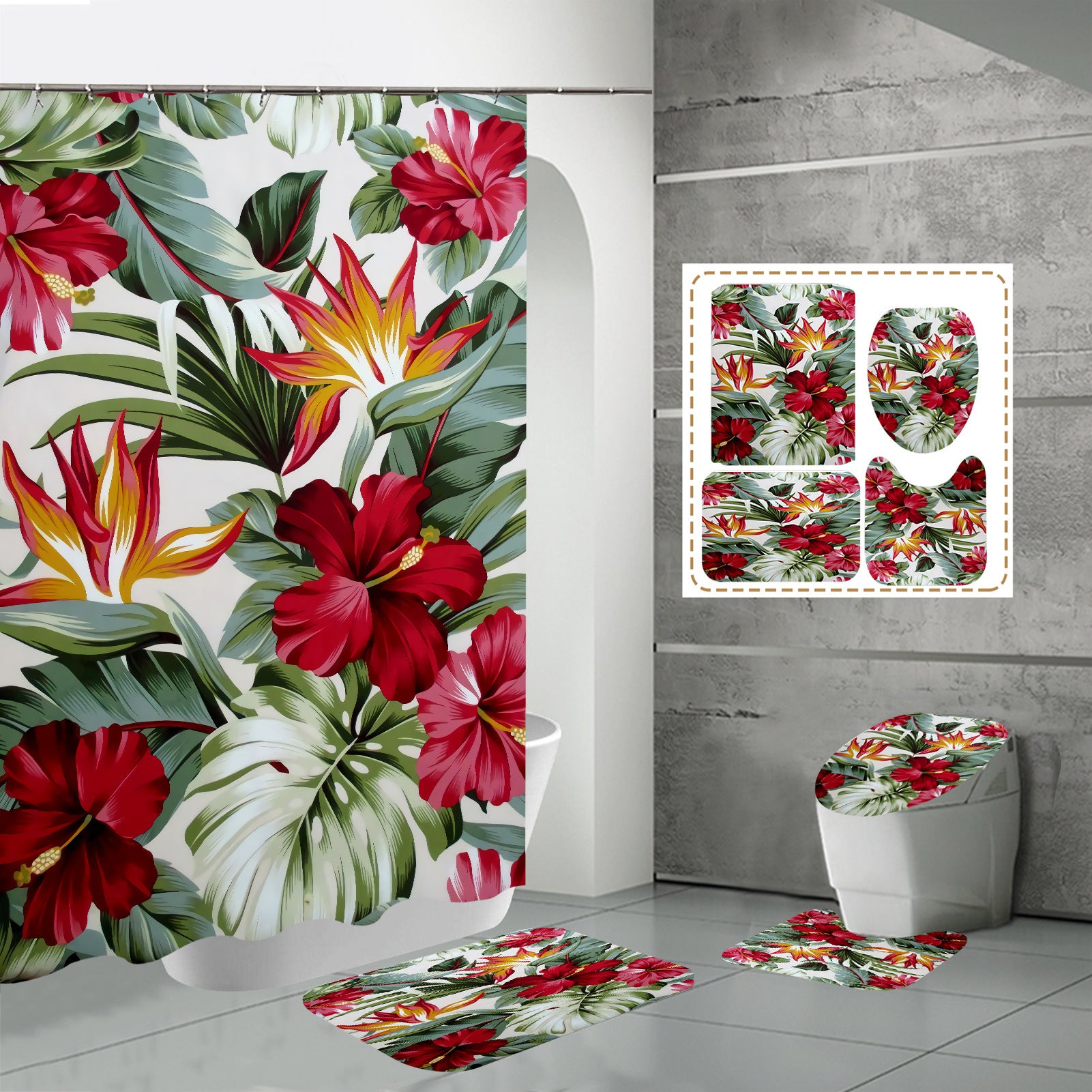 3D HD Digital Printing Bathroom Shower Curtain