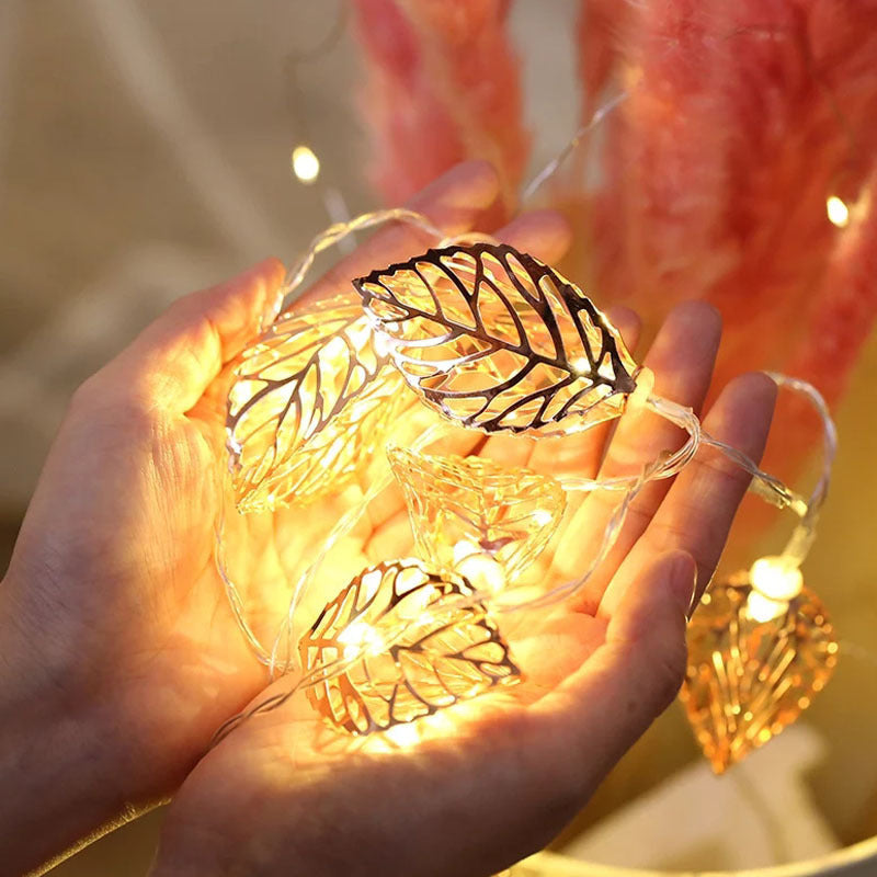 LED iron leaf light string outdoor ins Christmas day