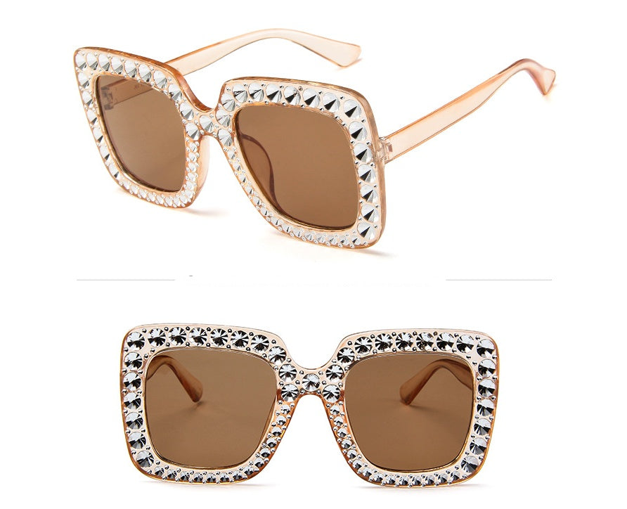 Lunettes de soleil carrées à diamants