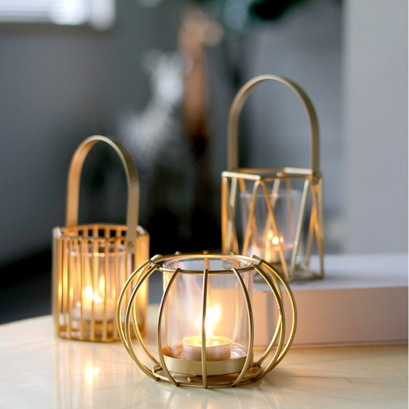 Bougie Vide Tasse Lumière Dorée Luxe Créatif Ornement Citrouille Lanterne