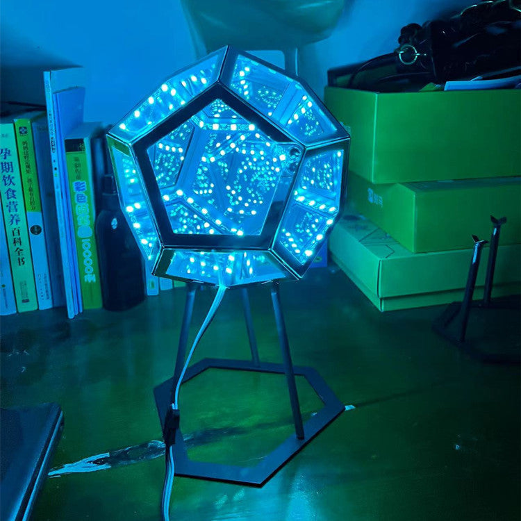 Lampe de nuit créative, cool et illimitée en forme de dodécaèdre, petite, couleur
