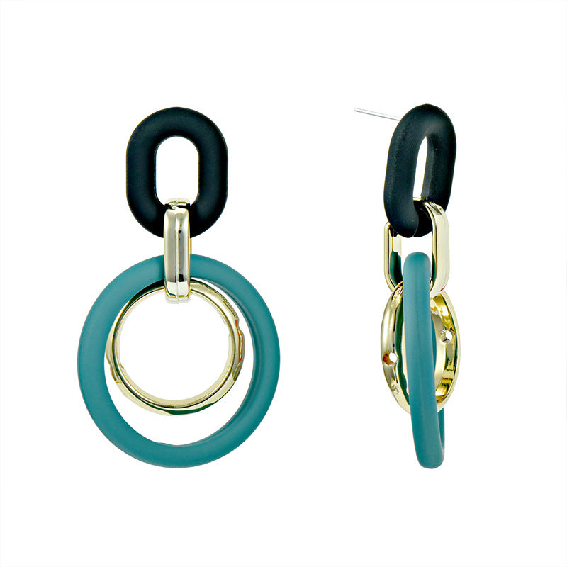 Exaggerated Circle Long Earrings Acrylic Resin