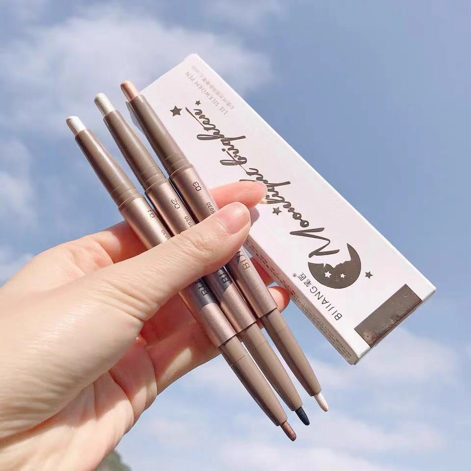 Waterproof Not Smudge Double-headed High-gloss Pearlescent White Champagne Gold Eyeliner Pen