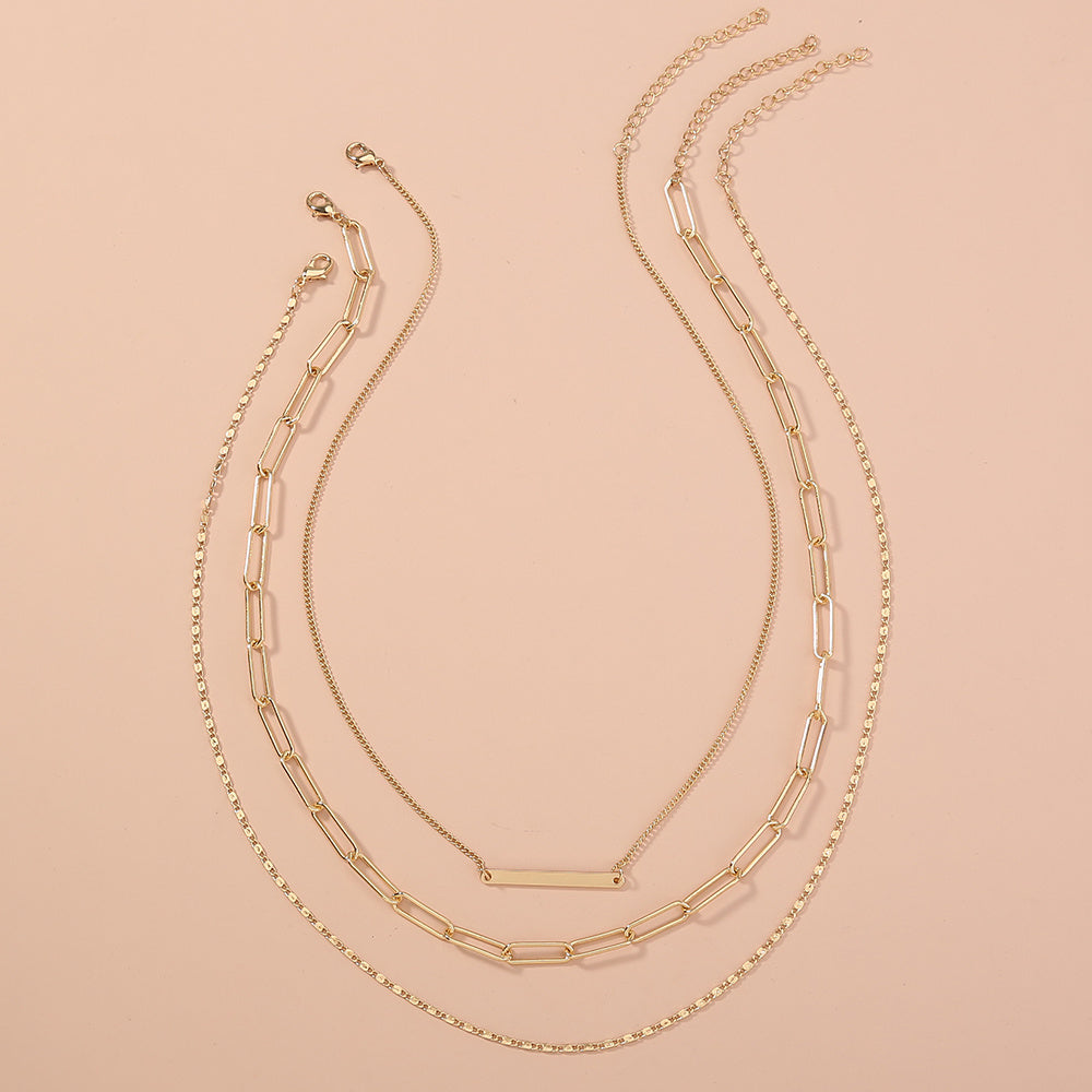 Cool Breeze Niche Design Lattice Chain Multi-layer Fashion New Style Necklace Woman