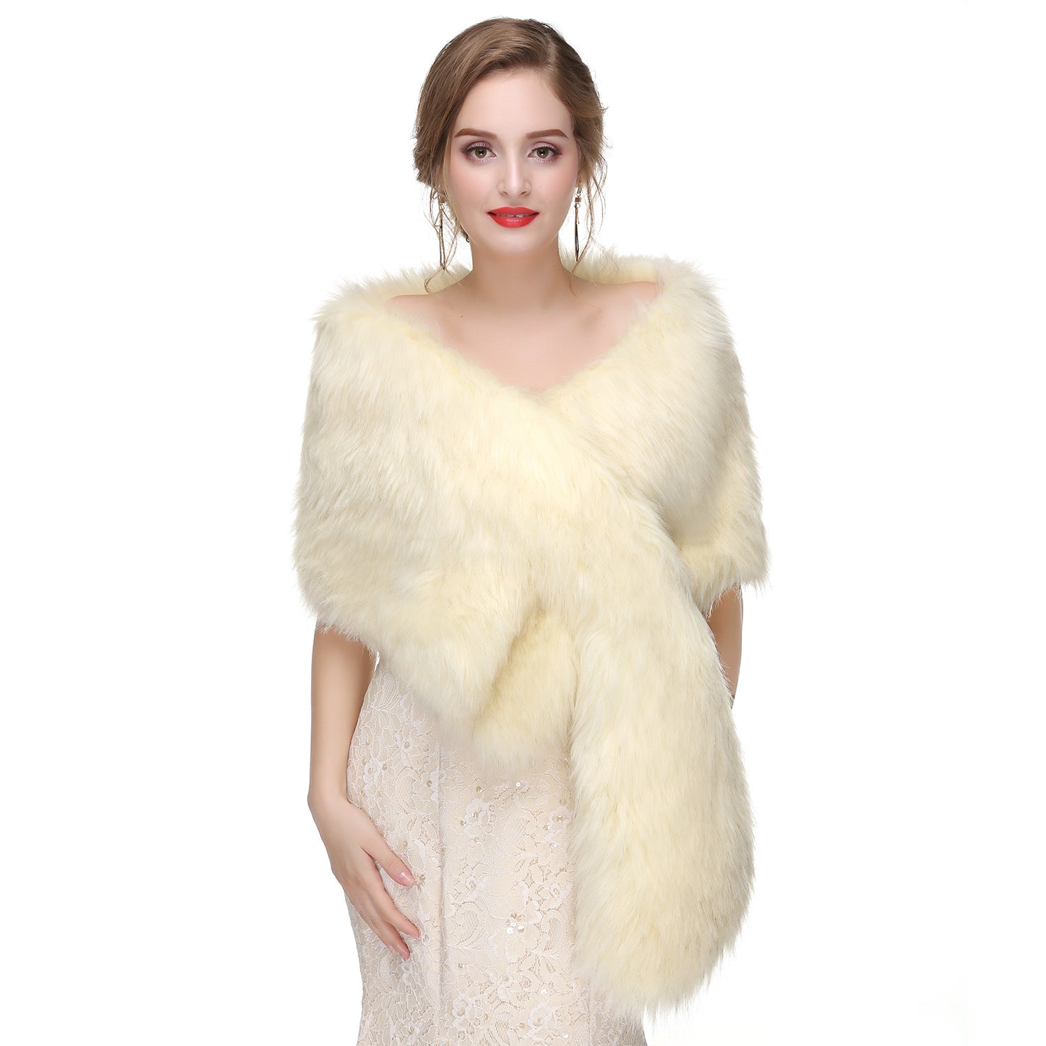 Wedding Dress Fox Fur Waistcoat Winter Warm Fur Shawl