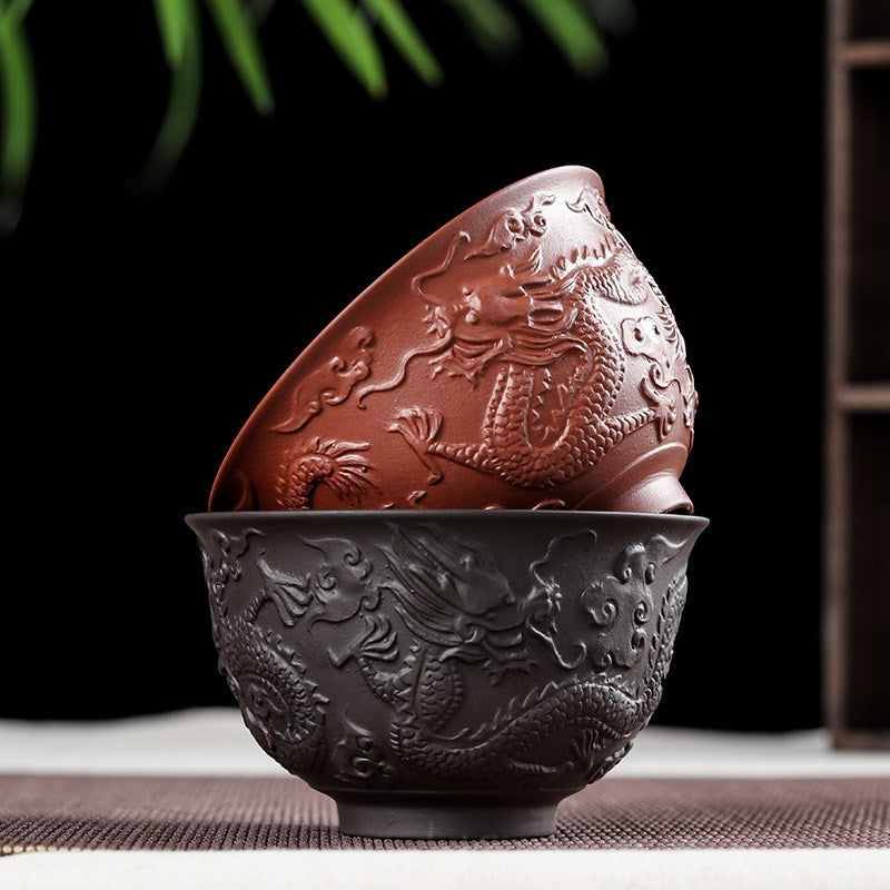 Purple sand embossed tea cup