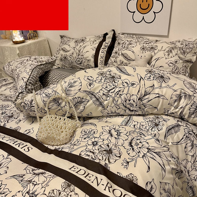 Cartoon Bear Four-piece Quilt Cover Sheet Bedding