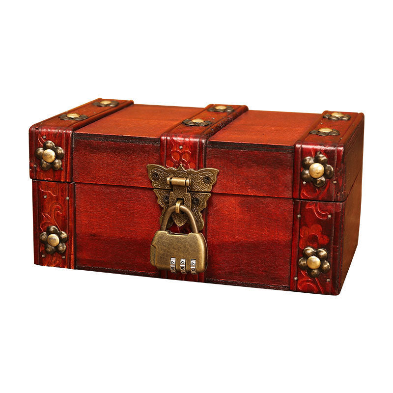 Boîte de rangement de bijoux en bois vintage de style européen pour bibelots