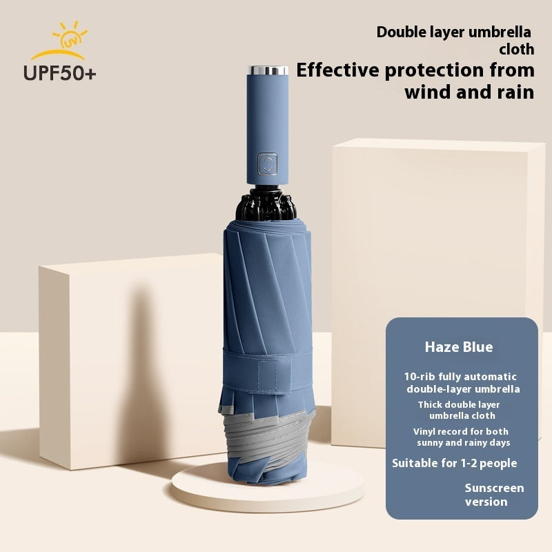 10-bone Automatic Vinyl Double-layer Reverse Umbrella