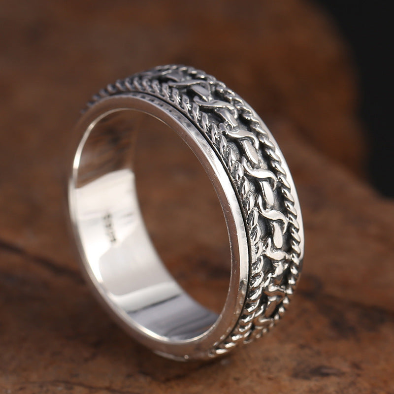 Vintage Thai Silver Jewelry Hemp Rope Ring
