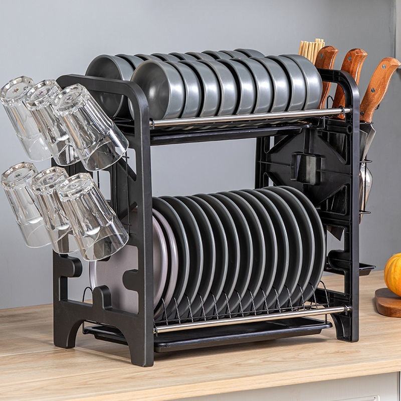 Égouttoir à vaisselle et rangement multifonctionnel pour cuisine, boîte de rangement pour couteaux, bols et baguettes, support pour assiettes