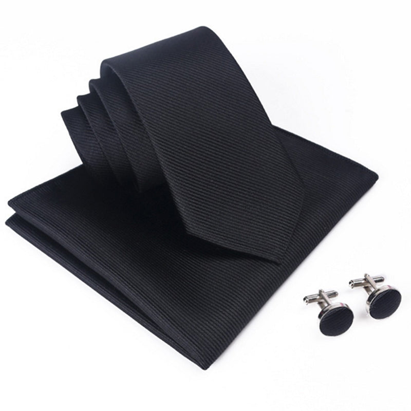 Men's Cufflinks Square Tie Three Piece Set