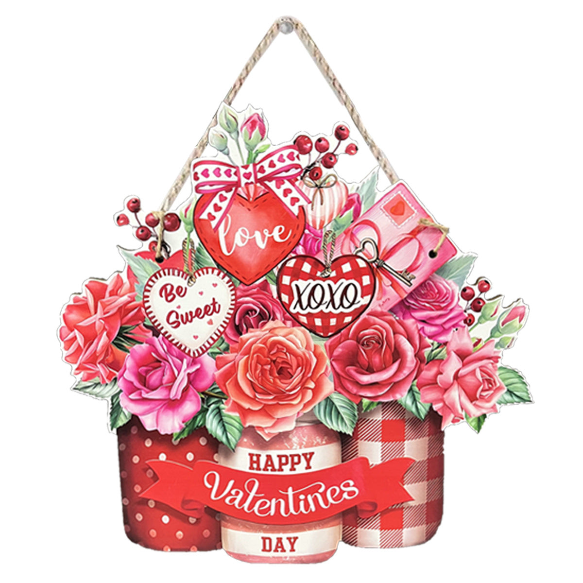 Guirlande de décoration Saint-Valentin en bois à suspendre, pendentif de fête pour la maison