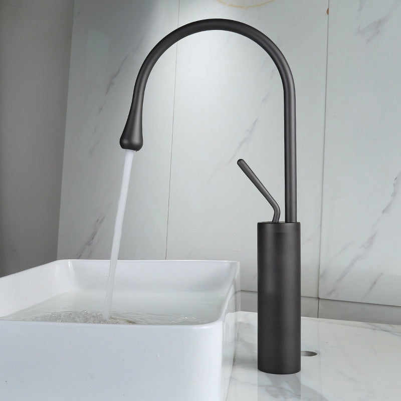 Water Drop Brushed Gold Copper Body Basin Wash Basin Rotating Faucet