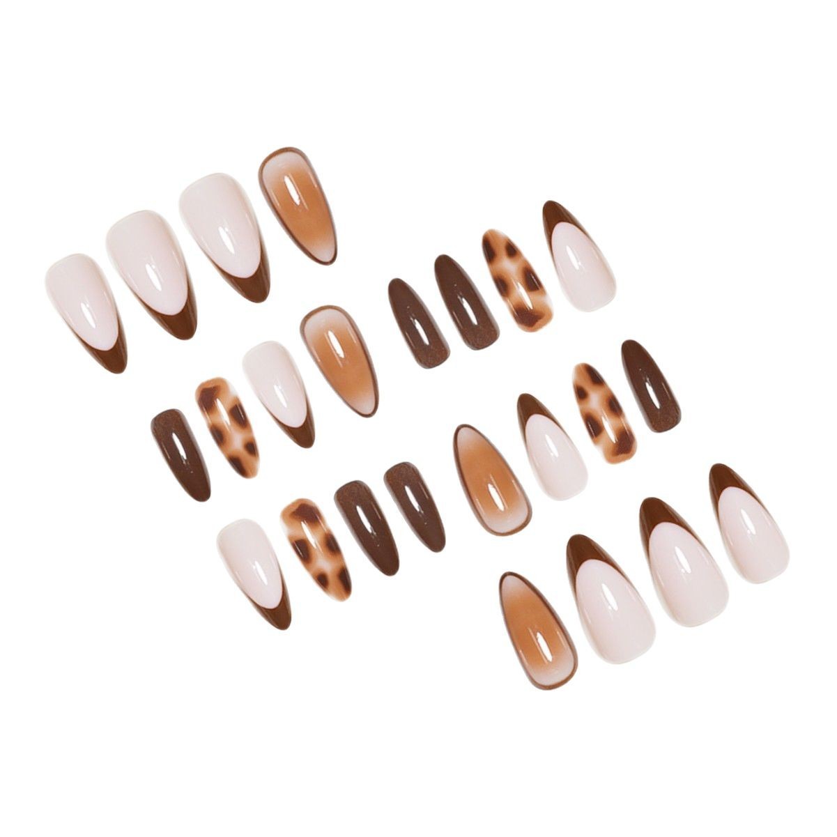 Peach Hand-worn Nail White Patch Gradient Pure Desire Style