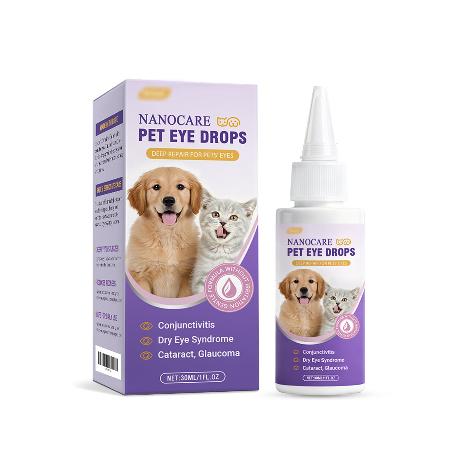 Pet Eye Drops Gently Care For Cats And Dogs' Eye Tear Stains, Tear Marks, And Eye Discharge