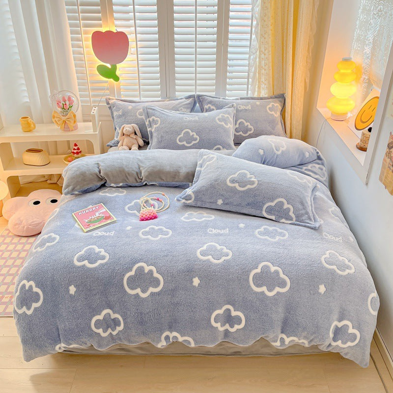 Winter Thickened Fleece Four-piece Set