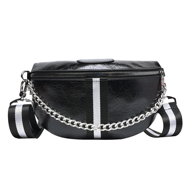 Simple Chain Bag Wide Shoulder Strap Chest Bag Waist Bag