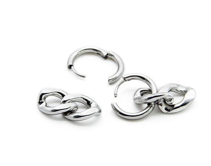 Titanium steel chain hoop earrings