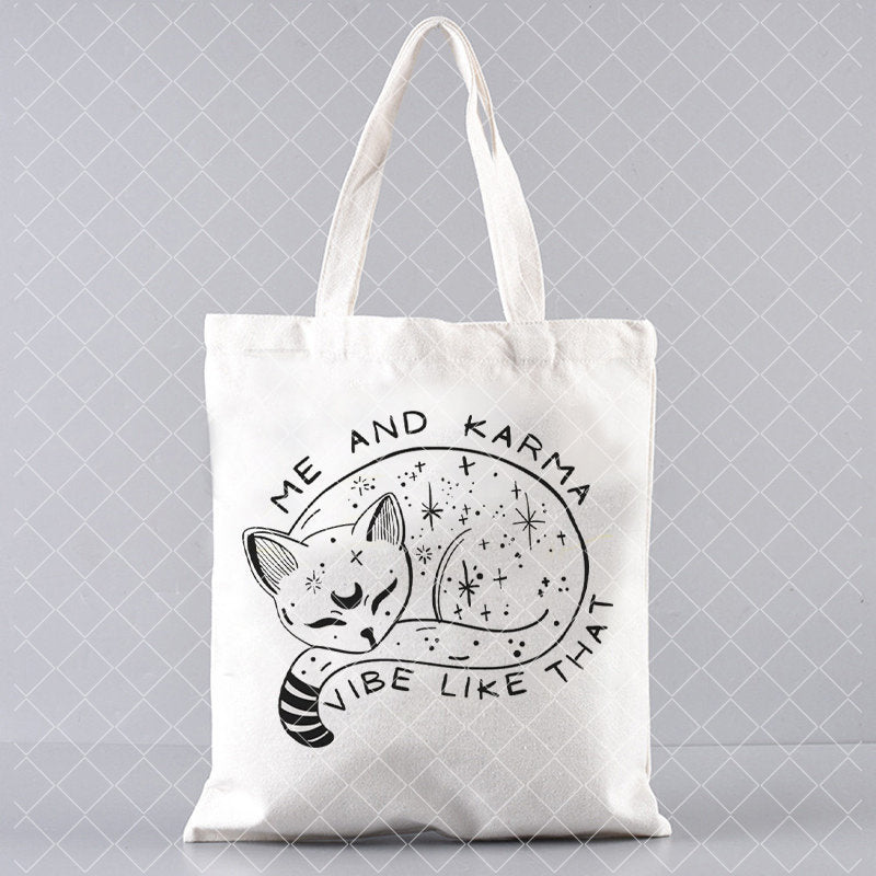 Printed Canvas One Shoulder Shopping Bag