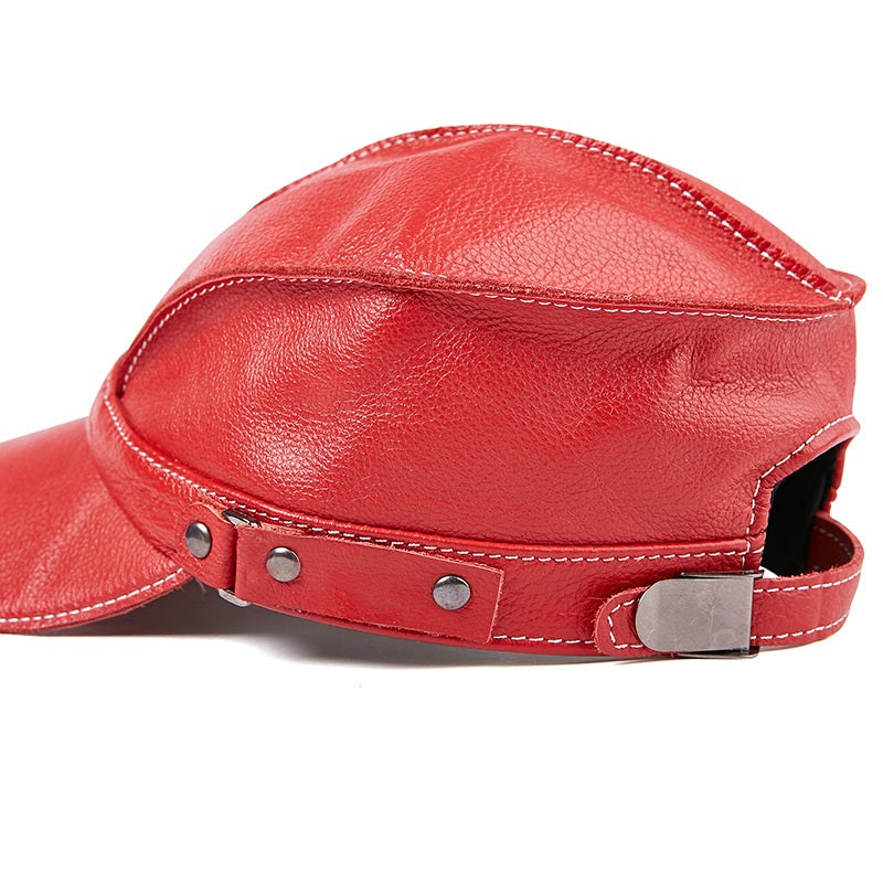 Cap Casual Earmuffs Men's Leather Baseball Hat