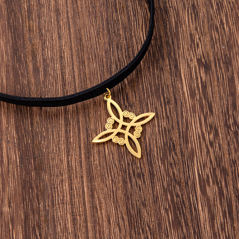 Stainless Steel Celtic Knot Charm Choker Necklace