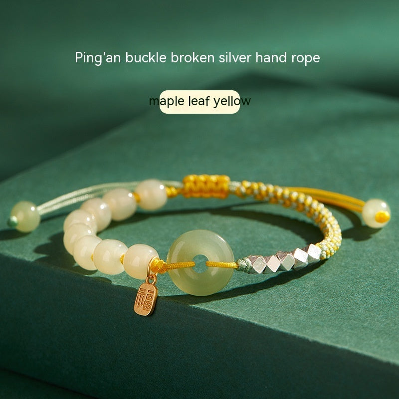 Woven Hetian Jade Safety Buckle Bracelet