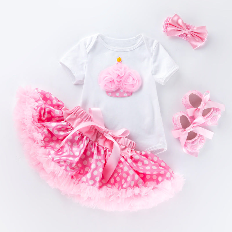 Children's tutu skirt suit high quality cotton short sleeves