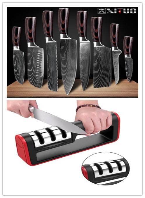 Kitched set (totally 7 sets)  Acacia chopping board and knife